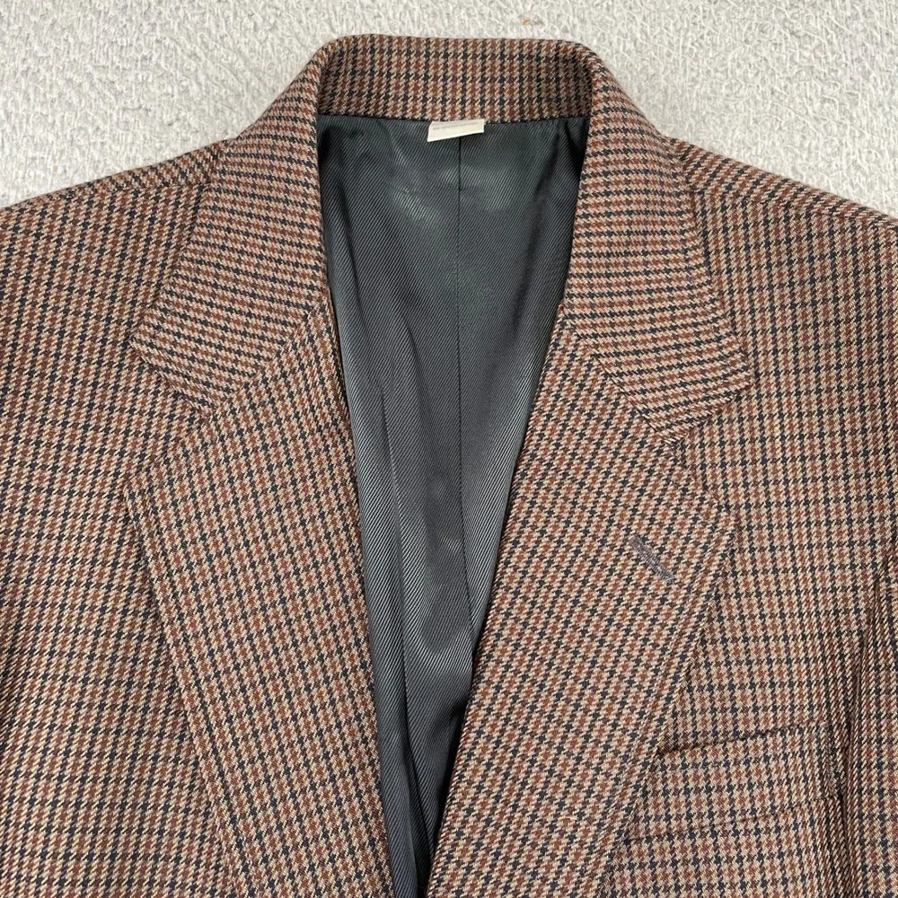 Pendleton Blazer Mens 40 Houndstooth Wool Blend Two Button Sport Coat Jacket